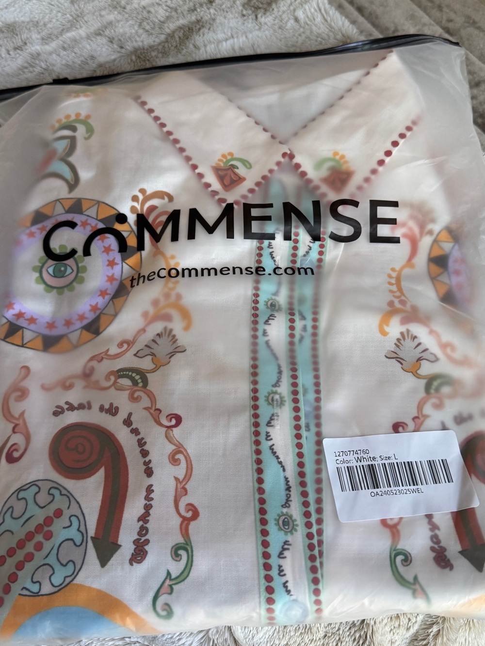 Commense White Paisley-Print Drawstring Bermudas - Picture 6 of 7